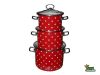 Zománcozott fazék szett Piros pöttyös Happy Cooking 2,0/3,0/5,5L RS-1237